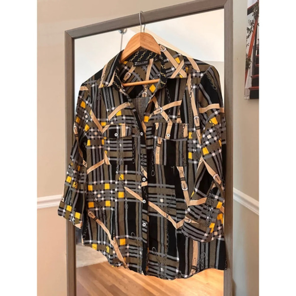 Women's 7 Avenue Design New York & Company Blouse - M - Black &‎ Yellow - Picture 1 of 5